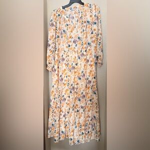 Polagram Floral Dress in Cream and Orange